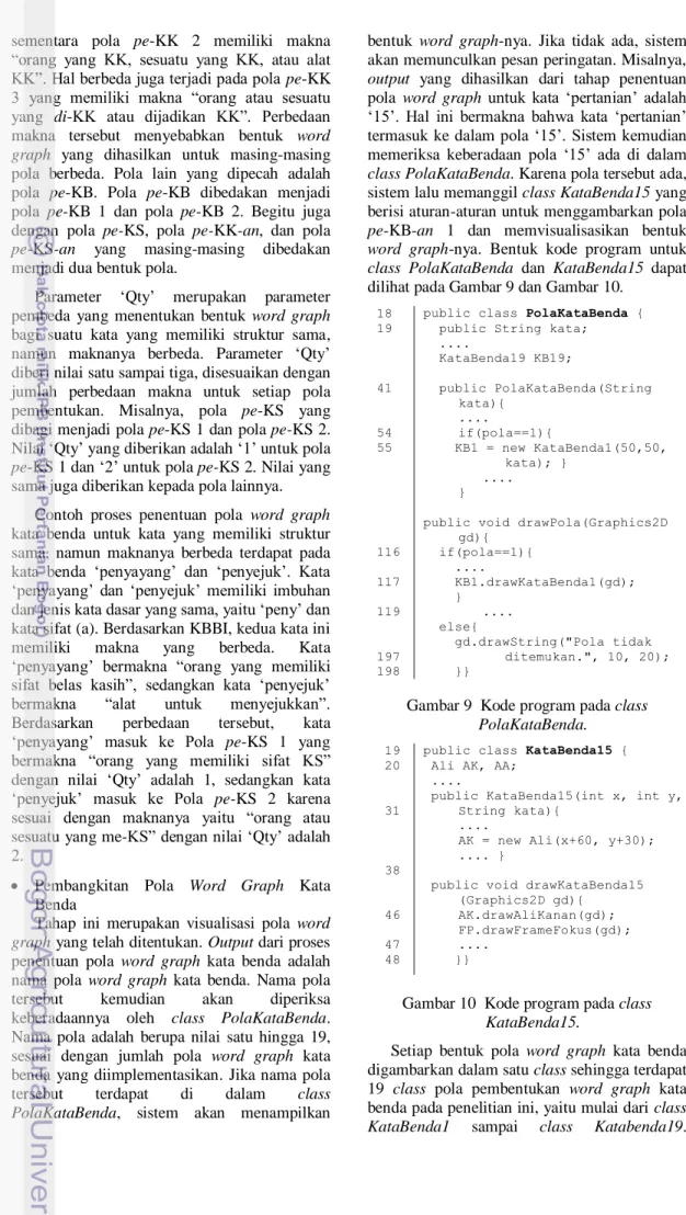 Gambar 9  Kode program pada class  PolaKataBenda.  19  20  31  38  46  47  48