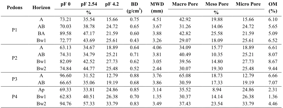 Table 2. Soil physical characteristics of the studied pedons