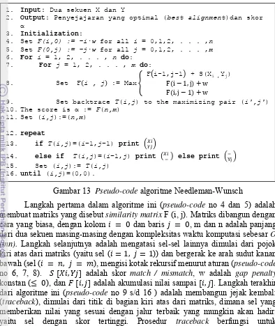 Gambar 13  Pseudo-code algoritme Needleman-Wunsch 