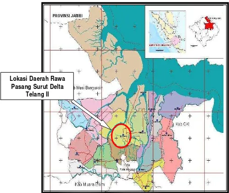 Gambar 1.1 Peta Lokasi Daerah Rawa Pasang Surut Delta Telang II 