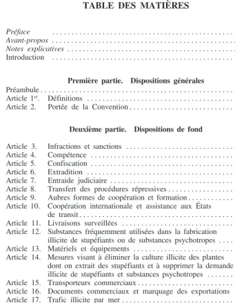 TABLE DES MATIÈRES