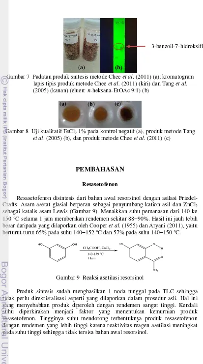 Gambar 7  Padatan produk sintesis metode Chee  et al. (2011) (a); kromatogram 