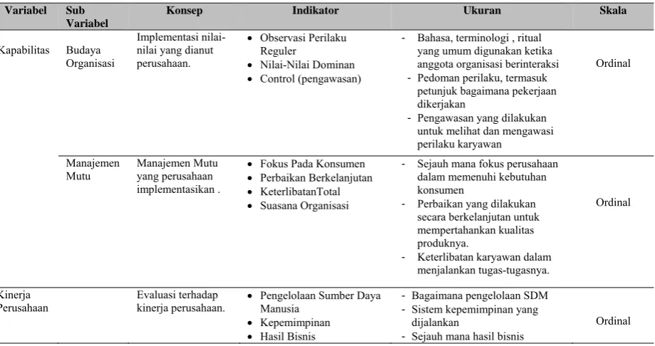 Tabel 3 Operasionalisasi Variabel 
