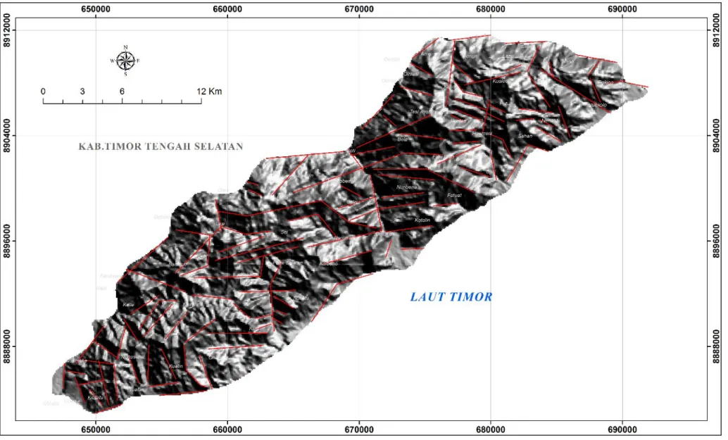 Gambar 3. Peta kelurusan daerah Blok Kolabano, Nusa Tenggara Timur