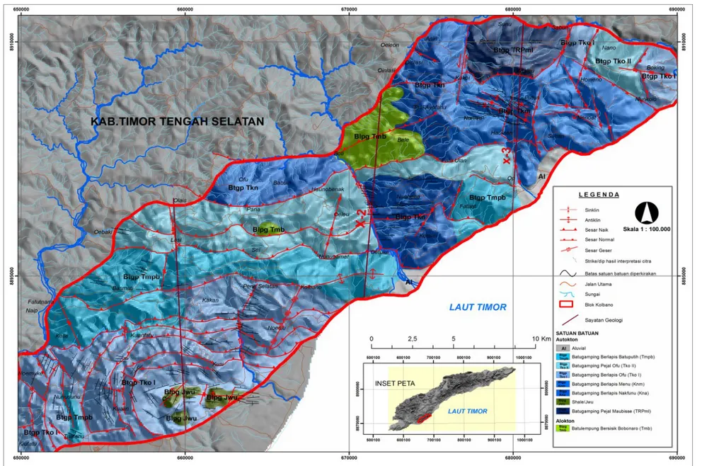 Gambar 4. Peta Inderaan Jauh Geologi daerah Blok Kolbano, Pulau Timor, Nusa Tenggara Timur