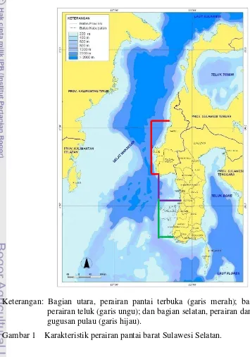 Gambar 1    Karakteristik perairan pantai barat Sulawesi Selatan.  