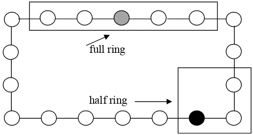 Gambar 2.4 Lingkungan linier (jarak=2) : full and half ring