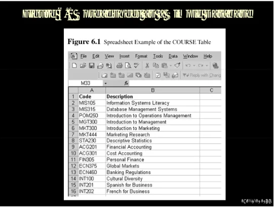 Figure 6.1 Spreadsheet as a Simple Database