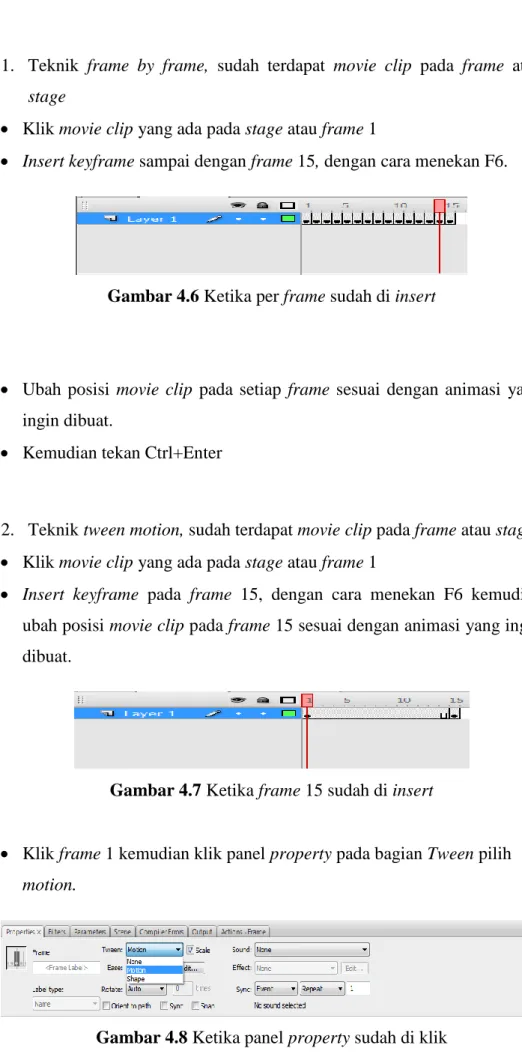 Gambar 4.6 Ketika per frame sudah di insert 