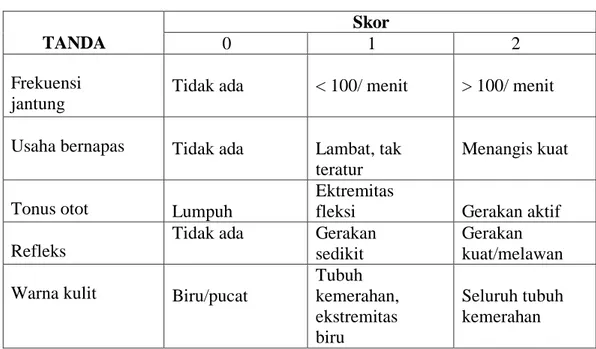 Tabel 2.1  APGAR Score 