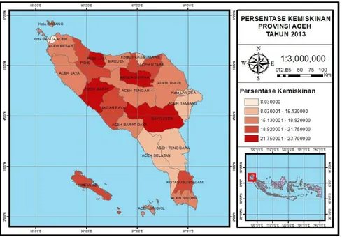 Gambar 4.5. Peta kontur persentase tingkat kemiskinan tahun 2013 