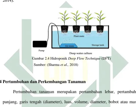 Gambar 2.4 Hidroponik Deep Flow Technique (DFT)  Sumber: (Sharma et al., 2018) 