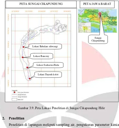 Gambar 3.9. Peta Lokasi Penelitian di Sungai Cikapundung Hilir 