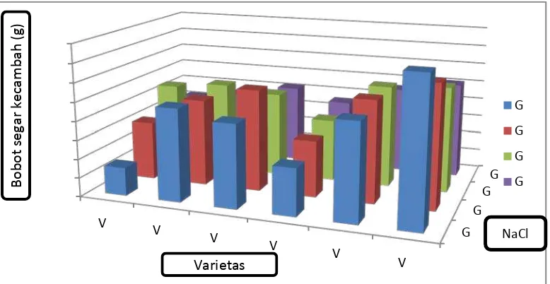 Tabel 6. Rataan  tinggi  kecambah  pada perlakuan garam NaCl dan varietas 