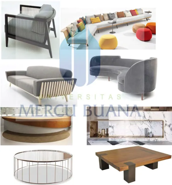 Gambar 4.22  Konsep Furniture Area Lobi dan Resepsionis 