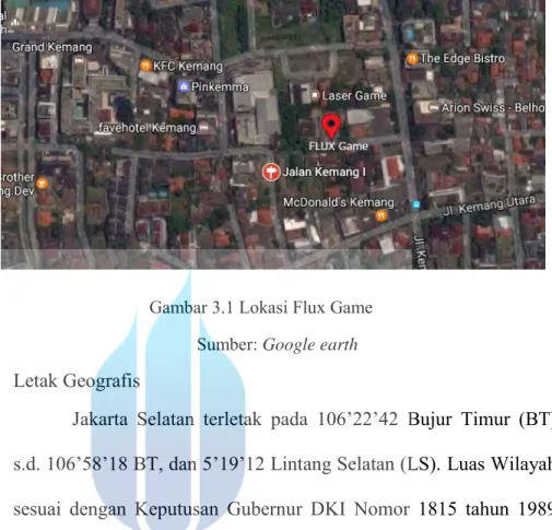Gambar 3.1 Lokasi Flux Game  Sumber: Google earth  Letak Geografis 
