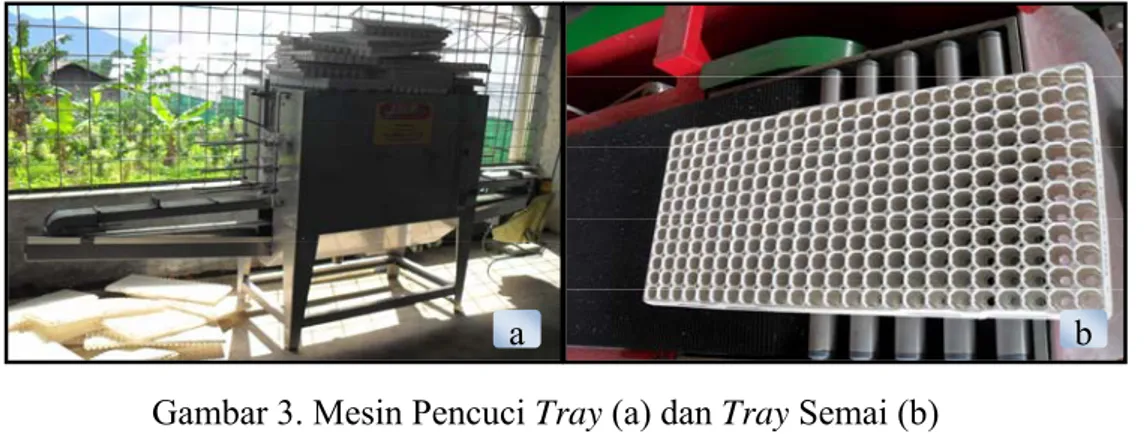 Gambar 3. Mesin Pencuci Tray (a) dan Tray Semai (b) 