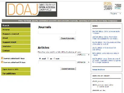 Gambar 6. Situs Pencarian Jurnal Open Access (http://www.doaj.org) 