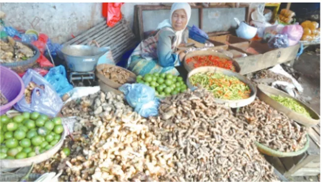 Foto 3.4. Bahan jamu yang dijual di Pasar Kolpajum