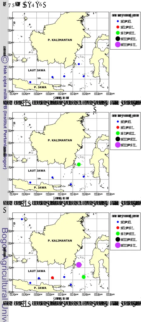 Gambar 12 Sebaran daerah penangkapan pada musim barat tahun 2002. 