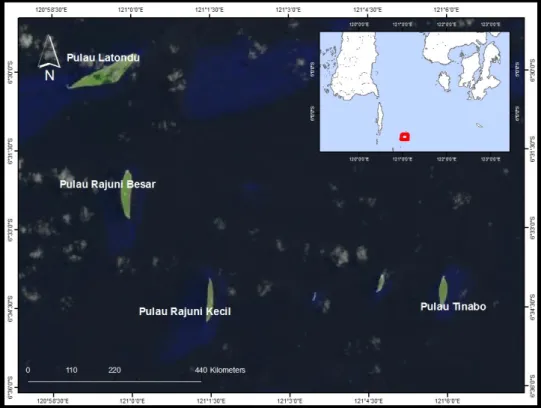 Gambar 1. Peta Lokasi Pengamatan Sampel di Kepulauan Selayar, Sul – Sel (Sumber : Rahman 2013) .