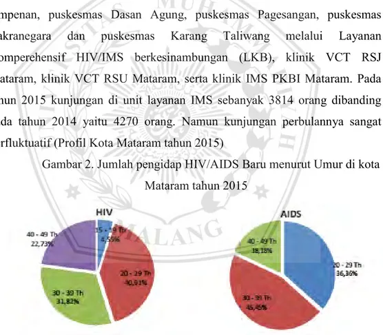 Gambar 2. Jumlah pengidap HIV/AIDS Baru menurut Umur di kota  Mataram tahun 2015 