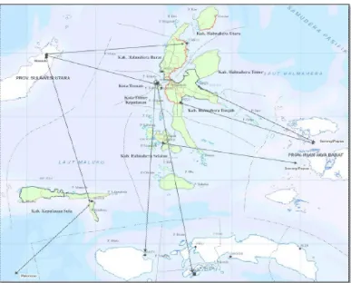 Gambar 2-5: Peta Keterkaitan Eksternal Provinsi Maluku Utara dengan Provinsi Sekitar 