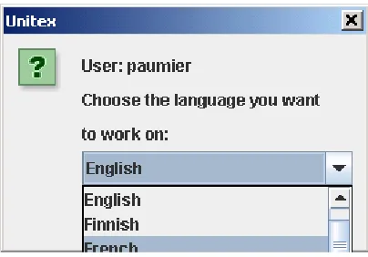 Figure 11. Language Selection in Unitex