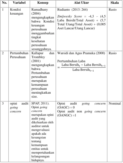 Tabel 3.1  Operasionalisasi Variabel 