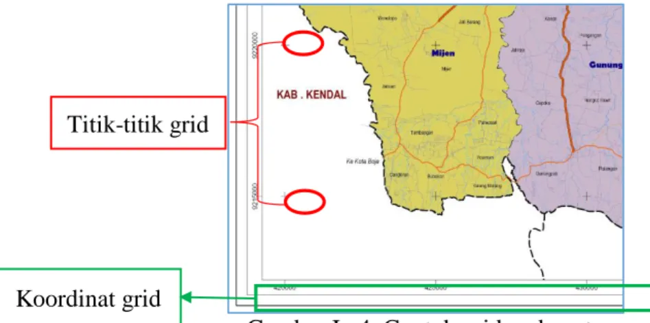 Gambar I.  4. Contoh grid pada peta   (Peta RTRW administrasi Kota Semarang) 