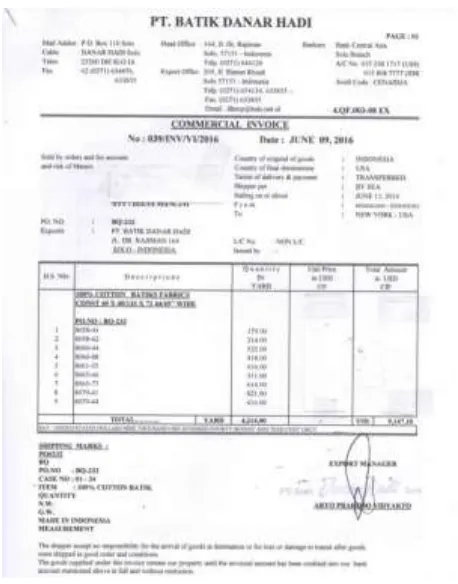 Gambar 3.3. Commercial Invoice 