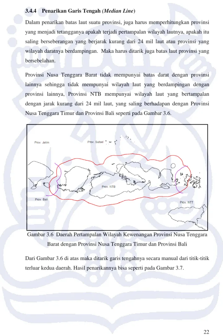 Gambar 3.6  Daerah Pertampalan Wilayah Kewenangan Provinsi Nusa Tenggara  Barat dengan Provinsi Nusa Tenggara Timur dan Provinsi Bali 
