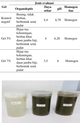 Tabel 4. Evaluasi sediaan hari ke-21