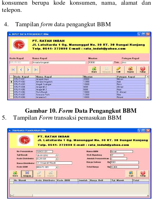 Gambar 7. Form Input Pada gambar 7. merupakan form untuk menginputkan data BBM. Data yang akan diinput berisikan  kode BBM, nama BBM, satuan, harga jual dan jumlah
