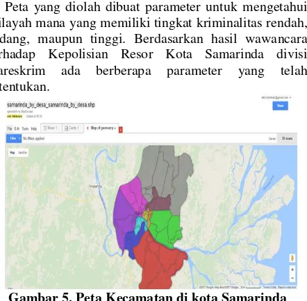 Gambar 5. Peta Kecamatan di kota Samarinda 