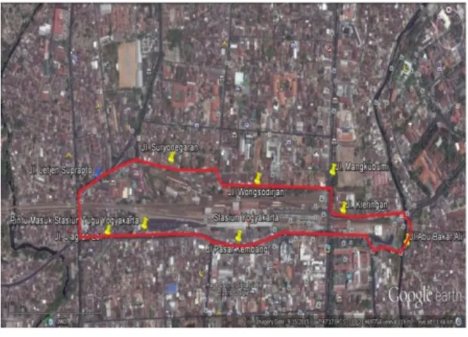 Gambar 1. Peta kawasan jaringan Jalan Stasiun Tugu      Yogyakarta 