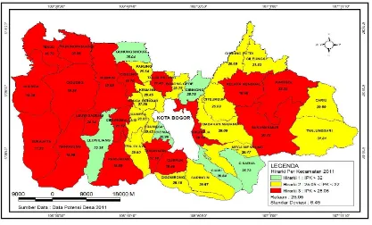 Tabel 5. Wilayah dengan Hierarki I di Kabupaten Bogor tahun 2005 dan 2011 