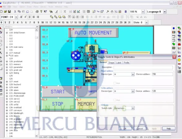 Gambar 3.9 Pemrograman HMI dengan EasyBuilder. 