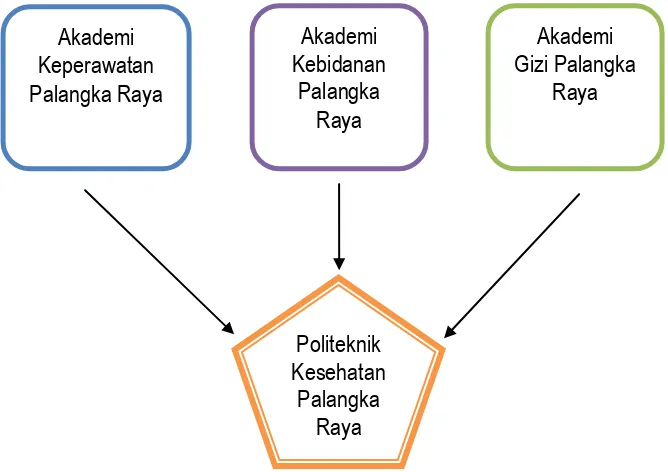 Gambar 1. Politeknik Kesehatan Palangka Raya sebagai penggabungan tiga                            