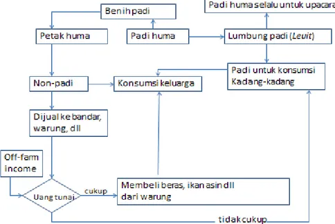Gambar 6. Diagram pemanfaatan padi ladang (pare huma) oleh masyarakat Baduy, Banten Selatan (Iskandar, 2007;  Iskandar et al., 2018)