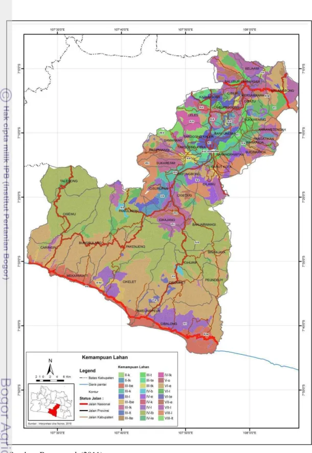 Gambar 5  Peta sebaran kelas kemampuan fisik lahan di Kabupaten Garut 