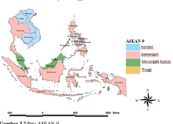 Gambar 3.2 Peta ASEAN-9 