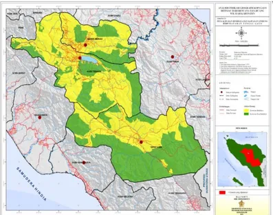 Gambar 5. Peta Kawasan Budidaya dan Non Budidaya (RTRWK)  Tabel 6. Luas kawasan budidaya dan non budidaya di dataran tinggi Gayo 