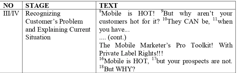 Table 8. Recognizing Customer’s Problem Stage in Text 2 