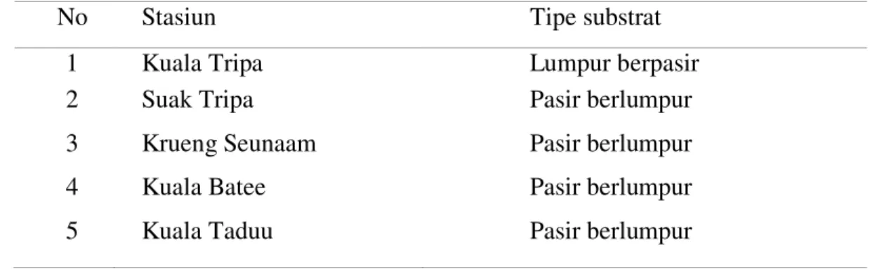 Tabel  4.  Tipe  substrat  pada  tiap  stasiun  penelitian  di  Rawa  Gambut  Tripa 