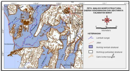 Gambar 4. Peta Geomorfologi Daerah Kendawangan dan Sekitarnya,  Kalimantan Barat