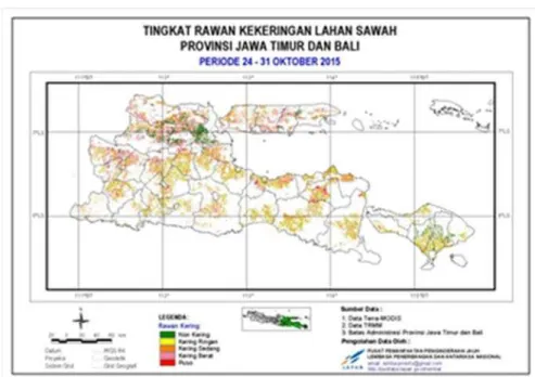 Gambar 5.  Peta tingkat kekeringan padi Provinsi Jawa Timur periode 23- 23-31 Oktober 2015 