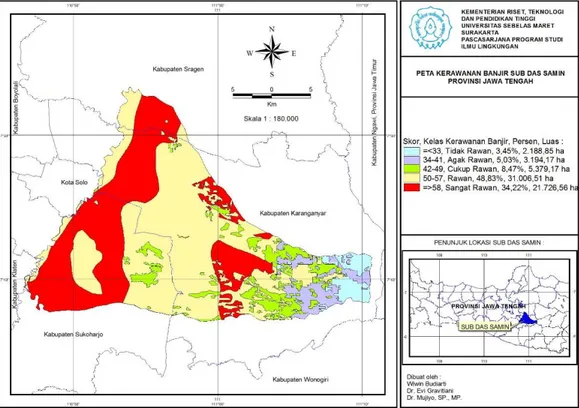 Gambar 9. Peta Kerawanan Banjir Aktual di Sub DAS Samin 