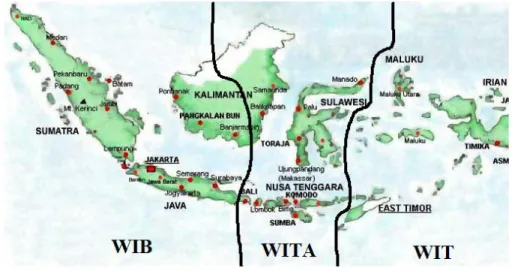 Gambar 4. Pembagian Waktu Wilayah Indonesia 
