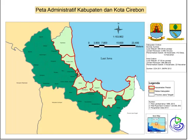 Gambar 1. Peta Administratif Kabupaten dan Kecamatan Pesisir Cirebon 